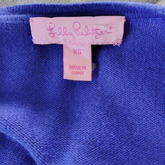 Lilly Pulitzur Blue Open Front Cardigan Sweater XS - Picture 9 of 11